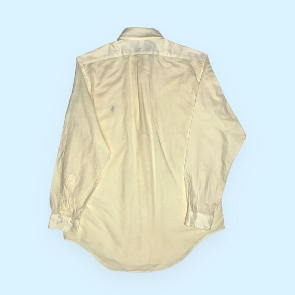 VTG Polo Ralph Lauren Solid Yellow Madras Shirt 100% Cotton Men's L Classic Fit - Picture 6 of 12